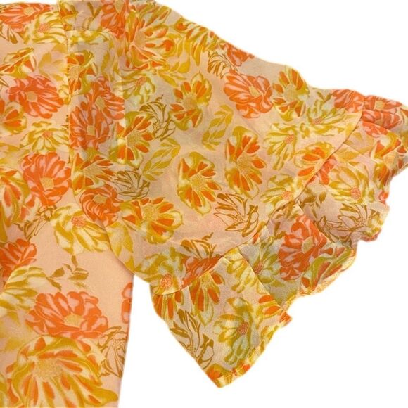 Selfie Leslie Sally Angel Sleeve Open Back Dress Floral Print Pink - Picture 10 of 16